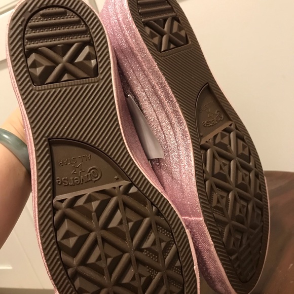 NEW CONVERSE ALL STAR GLITTER PINK LOW TOP SNEAKER - Picture 3 of 8